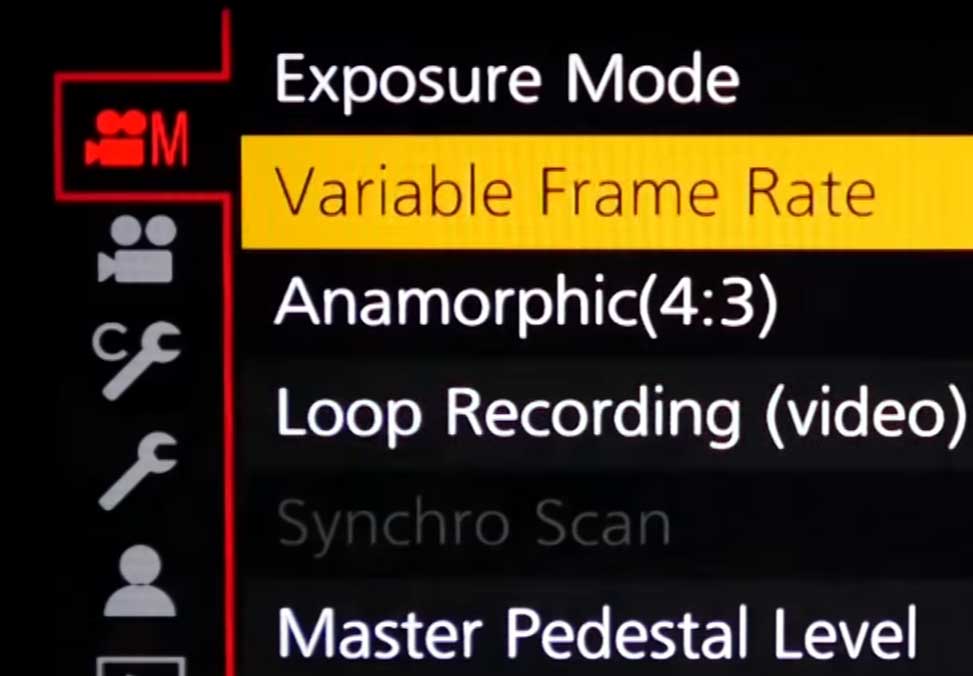 Lumix GH5 VFR Mode Menu